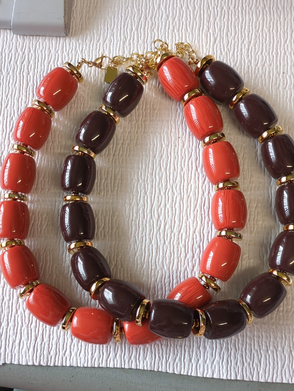 ☀️Nali Studio - Two Beautiful Resin Bead necklaces - Brown and Coral Colour